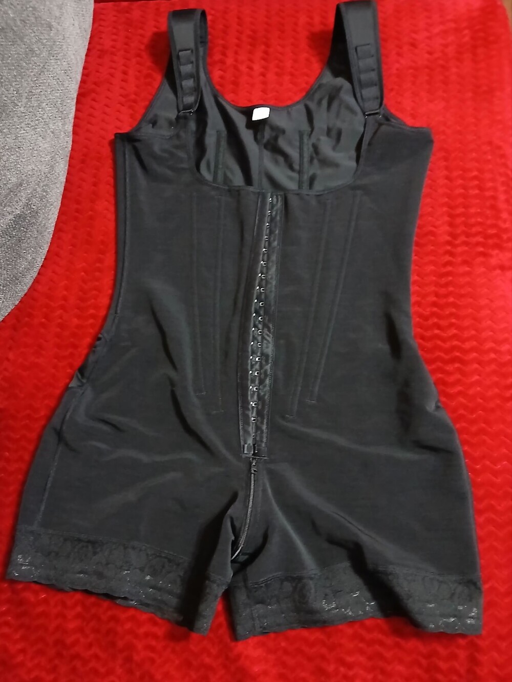 Black Full-Body Shapewear [FAJA] Bodysuit with Front Hook Closure New NT